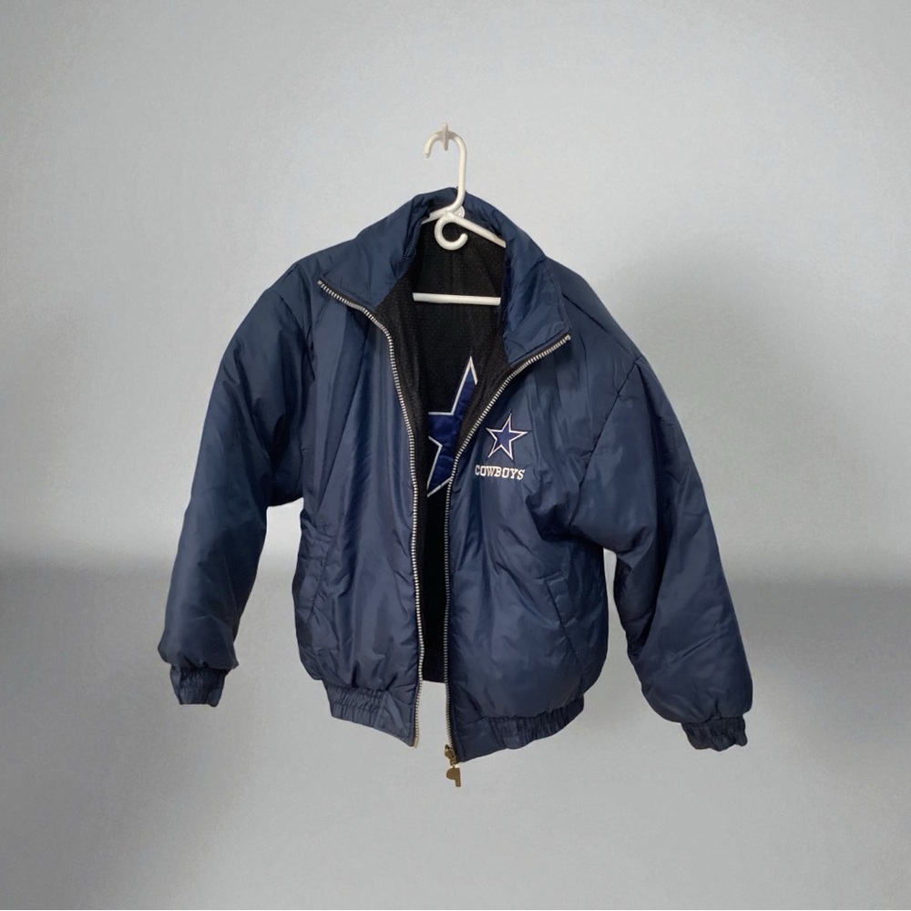 Pro Player Navy Cowboys NFL Puffer Jacket, Reversible Mens Jacket